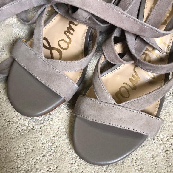 Sam Edelman Sheri Ankle Wrap Tie Suede Sandals - Picture 3 of 5